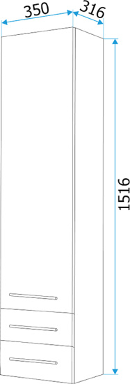 Пенал 1MarKa Соната 35П с 1 дверцей и 2 ящиками, белый глянец