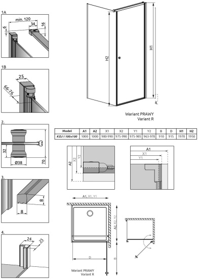 Душевой уголок Radaway EOS KDJ I 100x100 R