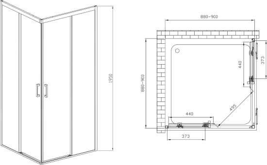 Душевой уголок Vincea Soft VSS-3SO900CLB 90x90, профиль черный, стекло прозрачное
