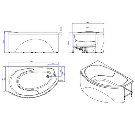 Акриловая ванна Akrilan Laguna del Agina 170 L