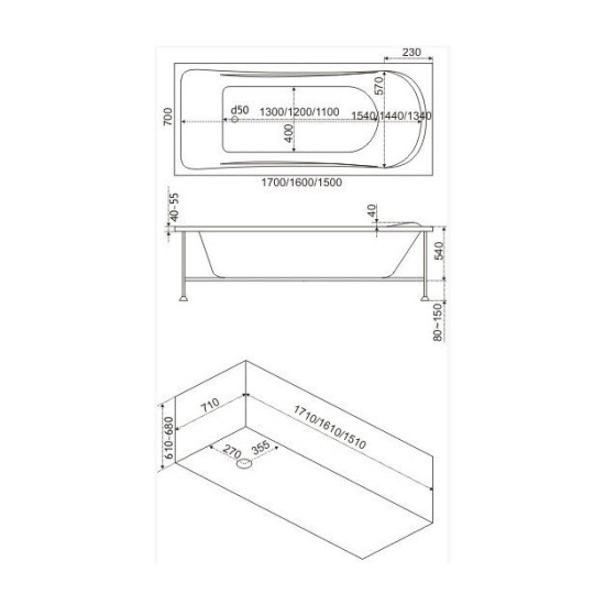 Акриловая ванна Bas Верона 150 см