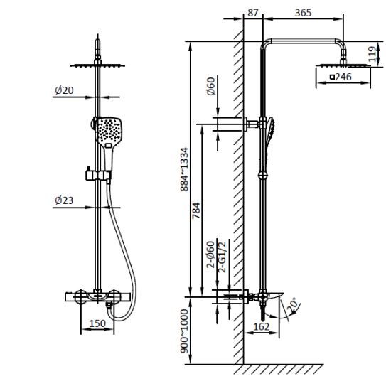 Душевая система с термостатом Altrobagno Diretto 030415 Cr