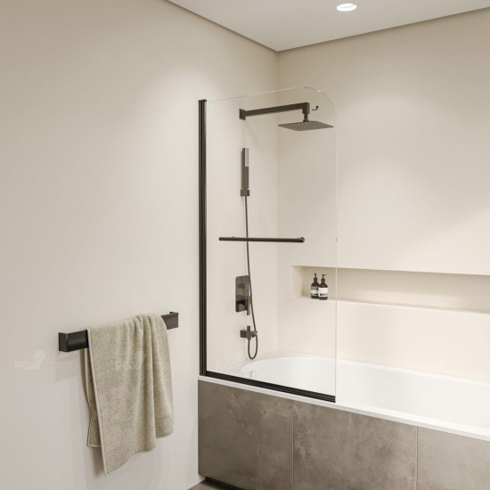 Шторка на ванну RGW Screens SC-14B 800х1400 профиль черный, стекло прозрачное