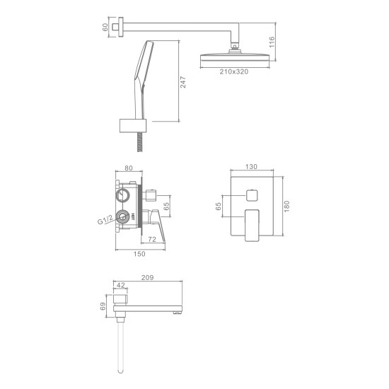Душевая система Raglo R30.27.06 черный