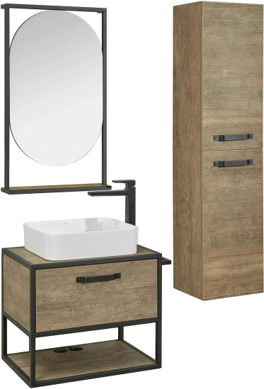 Тумба с раковиной Aquaton Лофт Фабрик 65 дуб кантри со столешницей