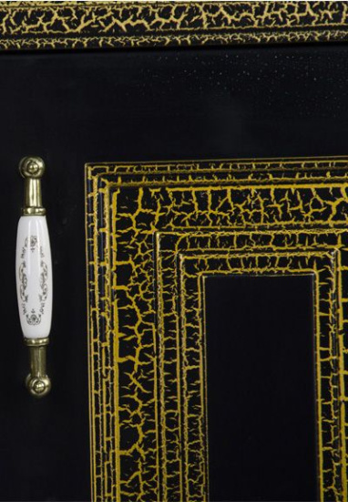 Пенал Aquanet Валенса черный краколет/золото