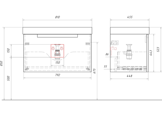 Тумба с раковиной Aqwella Vancouver 80 подвесная, белая