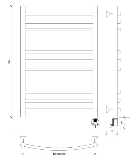 Полотенцесушитель электрический Secado Милан 3 80/50 R, хром