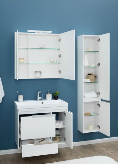 Тумба с раковиной Aquanet Тиволи 80 белая