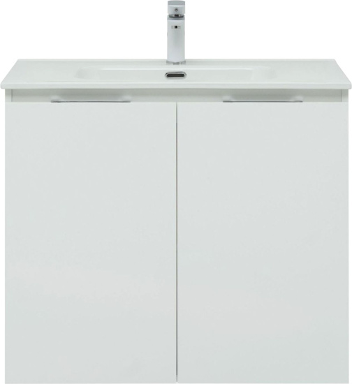Тумба с раковиной Aquanet Алвита new 80 подвесная, белая матовая, с дверками