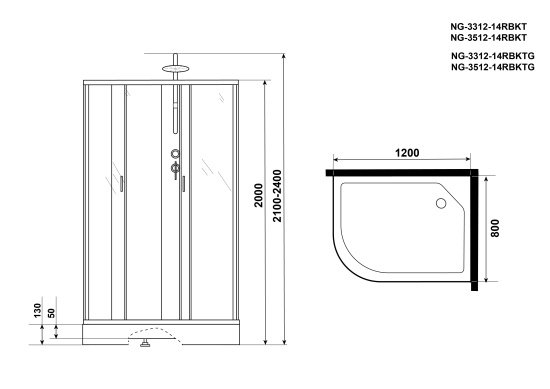 Душевая кабина Niagara Classic NG-3512-14RBKT