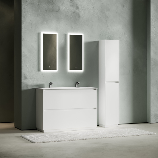 Тумба с раковиной Sancos Libra Floor 120 белый глянец, двойная раковина, напольная