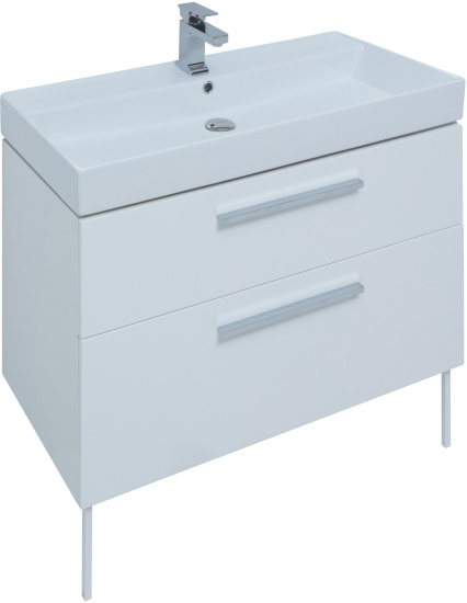 Тумба с раковиной Aquanet Nova 75 белый глянец