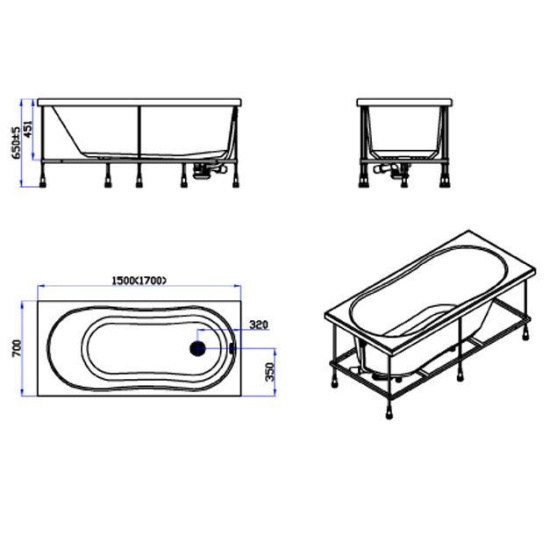 Акриловая ванна Akrilan Premiero 150