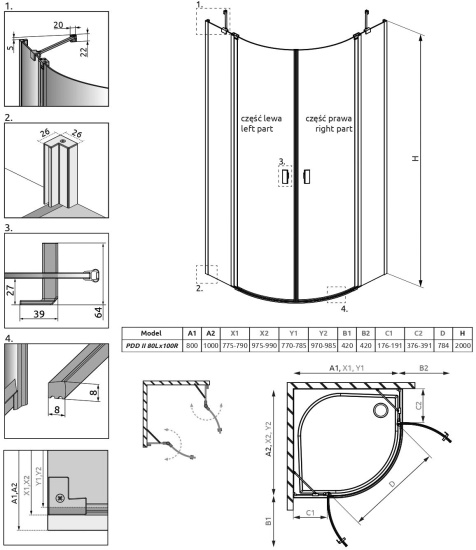 Душевой уголок Radaway Nes PDD II 80x100
