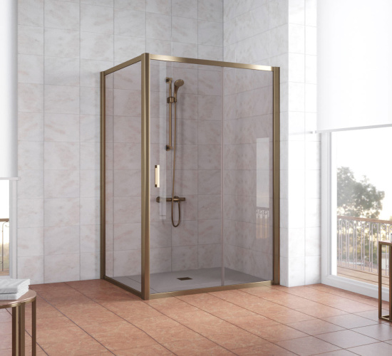 Душевой уголок Vegas Glass ZP+ZPV 130*100 05 05 профиль бронза, стекло бронза