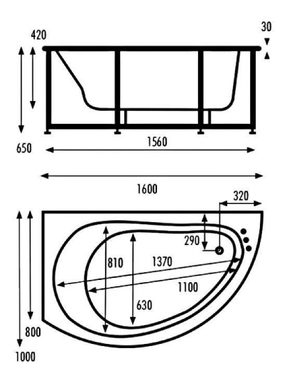 Акриловая ванна Vagnerplast Corona 160x100 R