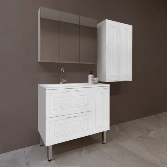 Тумба с раковиной Style Line Альба 90 L, с бельевой корзиной
