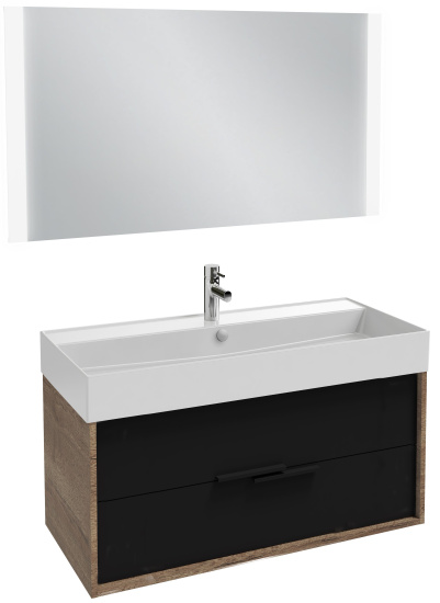 Тумба с раковиной Jacob Delafon Vivienne 100 дуб табак/черный сатин, ручки черные