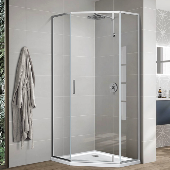 Душевой уголок CeramaLux CL1006-100 100x100, профиль хром, стекло прозрачное