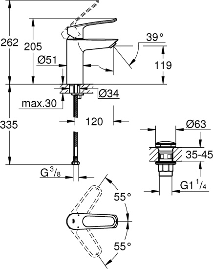 Смеситель для раковины Grohe Eurosmart 23981003