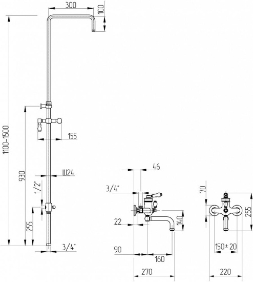 Душевая стойка Migliore Ermitage 24978 золото