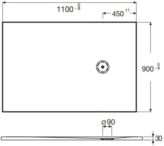 Поддон для душа Jacob Delafon Singulier 110х90 серый сланец с сифоном
