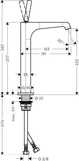 Смеситель для раковины Axor Citterio E 36104990 полированное золото