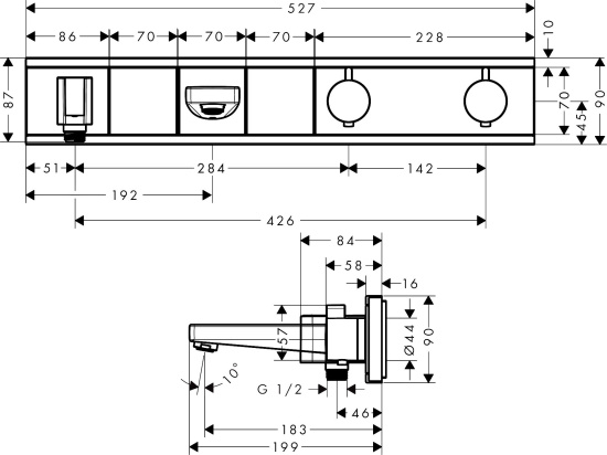 Смеситель для ванны Hansgrohe RainSelect 15359400 термостат