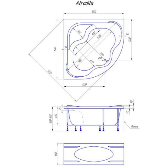 Акриловая ванна 1MarKa Afrodita 150 см