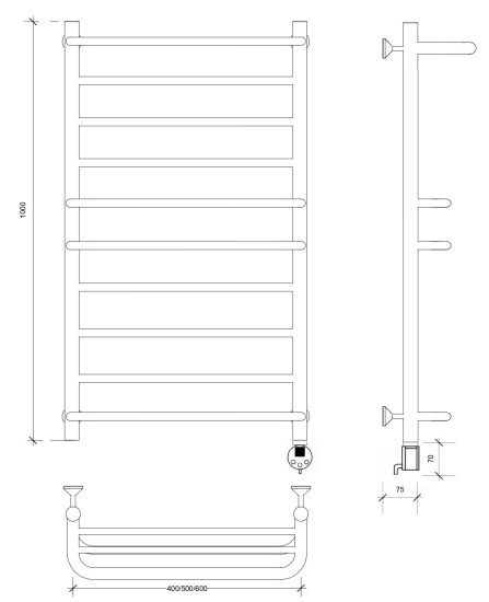 Полотенцесушитель электрический Secado Верона 2 100/50 R, хром