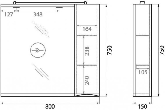 Зеркало BelBagno Marino 80 R