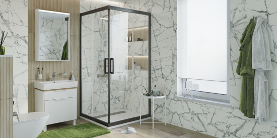 Душевой уголок Stworki Дублин 95x95 см профиль черный матовый