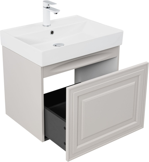 Тумба с раковиной Aquanet Агата 60 1 ящик, бежевая