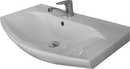 Тумба с раковиной Aquaton Ария М 80 черный глянец