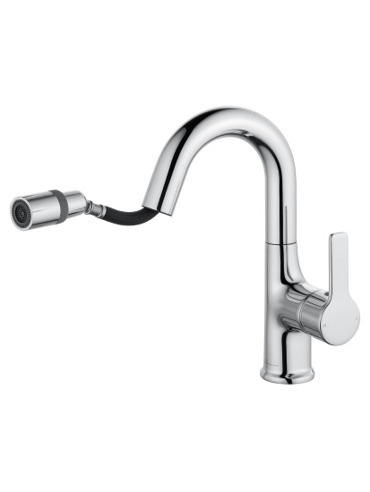 Смеситель для раковины Wonzon & Woghand WW-FE01L212-CR с выдвижным изливом