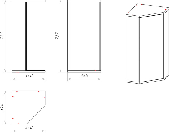 Зеркало-шкаф Misty Лилия БФ, 34, угловой