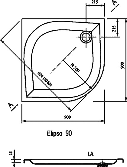 Поддон для душа Ravak Elipso-90 LA