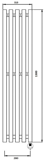 Полотенцесушитель электрический Secado Бергамо 5К 1300/280 R, черный матовый