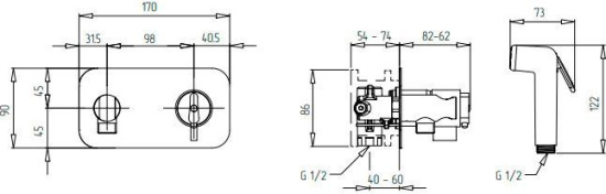 Гигиенический душ Migliore Fortis 25047 со смесителем, с внутренней частью
