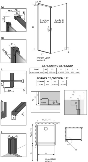Душевой уголок Radaway Nes Black KDJ I Frame 100x80 L