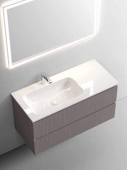 Тумба с раковиной Sancos Snob T 100 Doha Soft левая SNT100LSM, подвесная