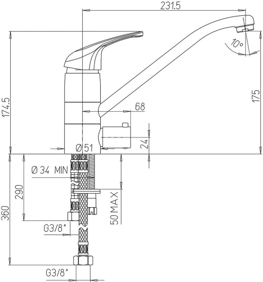 Смеситель для кухни Paini Creta 42CR5611KM