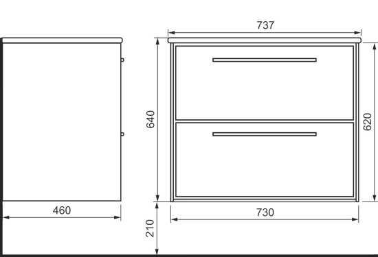 Мебель для ванной Raval Frame 75 со столешницей, белая, дуб сонома, подвесная