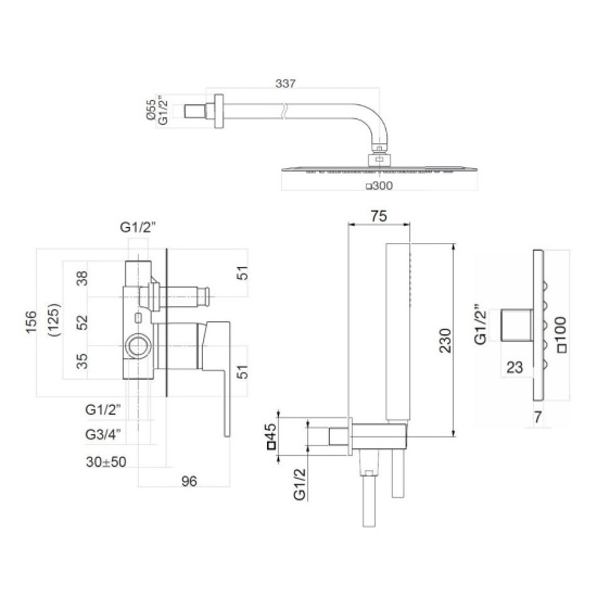 Душевая система Webert Pegaso PE890104010 золото