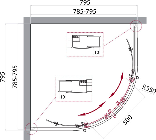 Душевой уголок BelBagno Uno-195 R 2 80 P Cr стекло текстурное