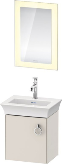 Тумба с раковиной Duravit White Tulip 45 с ручкой, скандинавский белый шелковисто-матовый