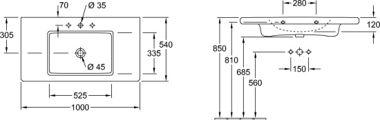 Тумба с раковиной Villeroy & Boch Antheus 100 american walnut, подвесная