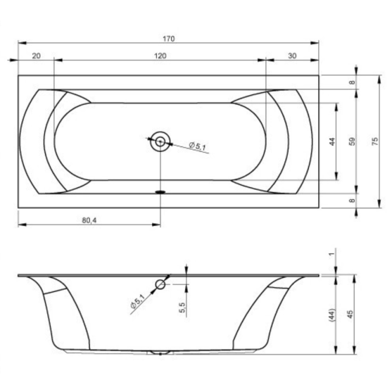 Акриловая ванна Riho Linares R 170x75 см