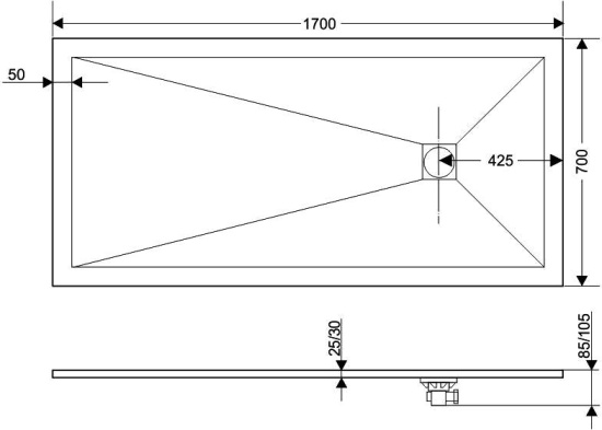 Поддон для душа RGW Stone Tray ST-0177W 70х170